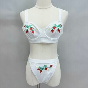 Anthropologie Underwire Bralette M & High Waist Thong L NWT Embroidered Accents‎